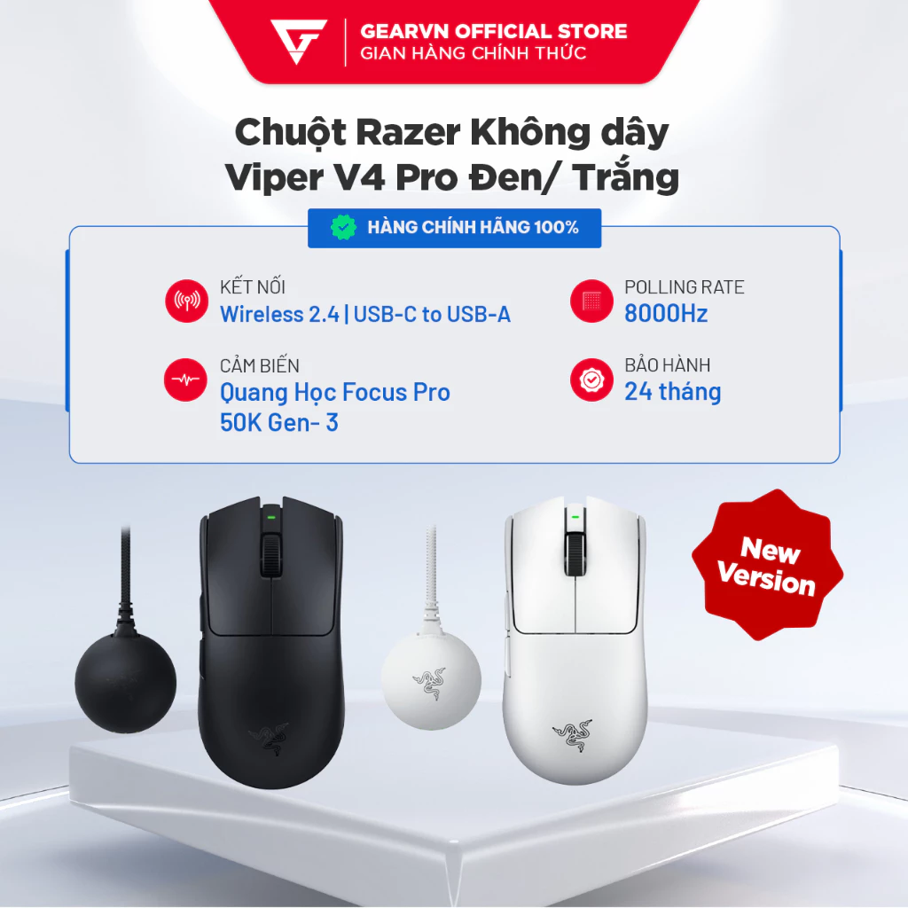 Chuột Gaming không dây Razer Viper V4 Pro 8K hz 49G Cảm biến Focus Pro 50k Gen 3