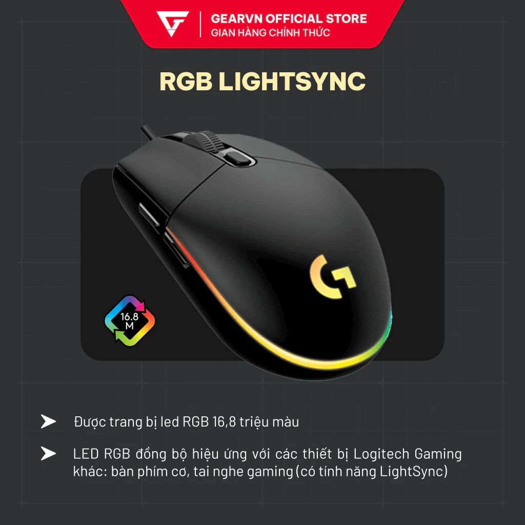 chuot gaming logitech g102 gen 2 lightsync rgb tuy chinh phan mem g hub