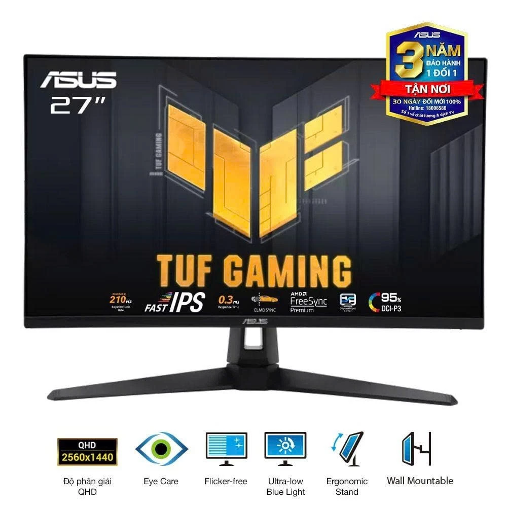 man hinh asus tuf gaming vg27aq5a 27 inch fast ips 2k 210hz chuyen game loa tich hop
