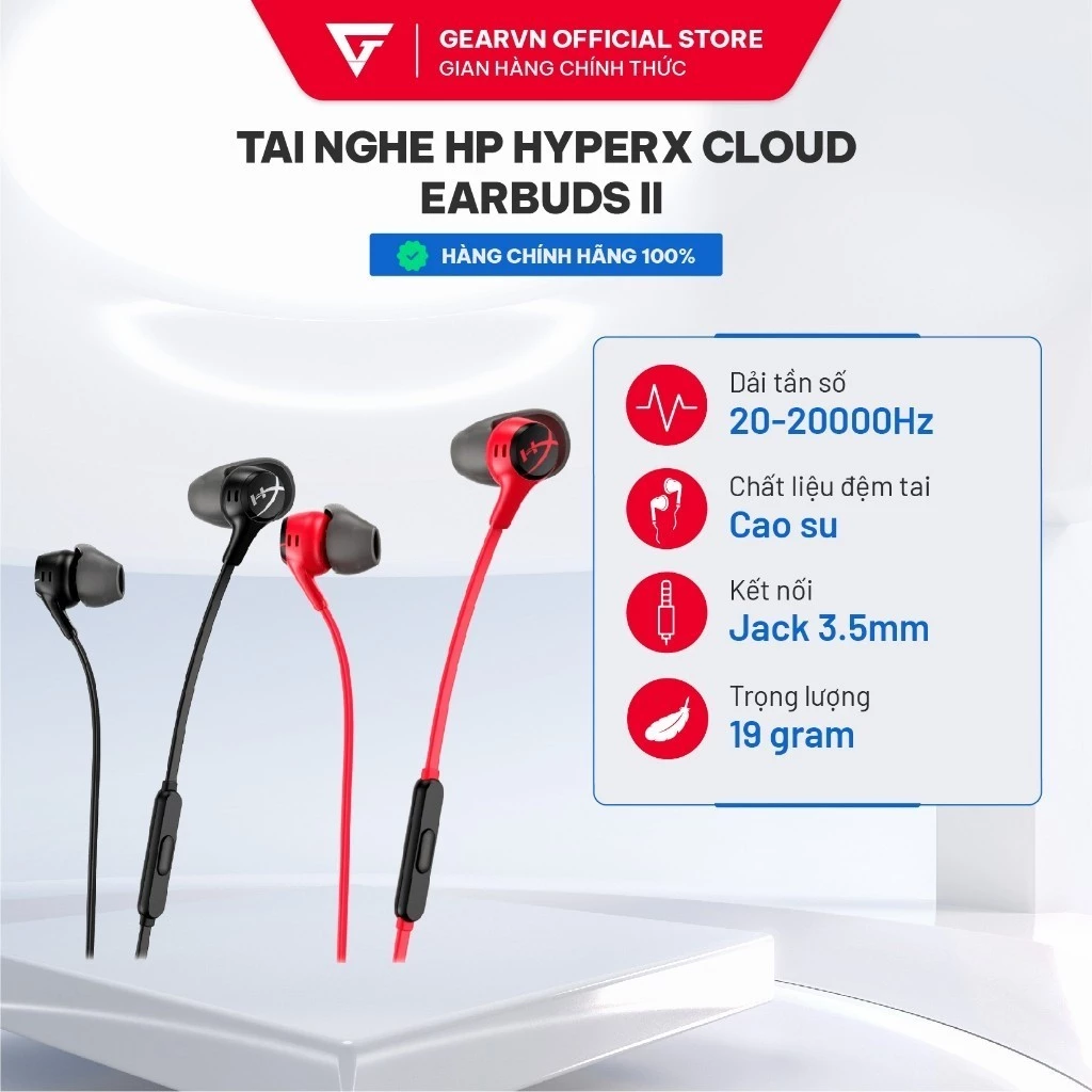Tai Nghe Inear HyperX Cloud Earbuds 2 II Red Chuyên Game FPS, Micro tích hợp